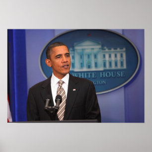 Präsident Barack Obama gibt eine Ankündigung bekan Poster