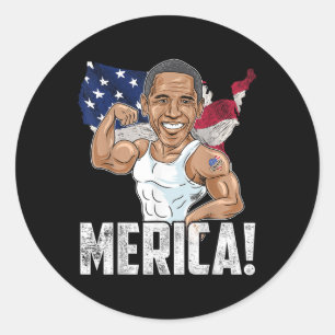 Präsident Barack Obama Merica 4. Juli Funny Pa Runder Aufkleber