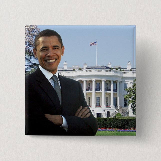 Präsident Barack Obama - quadratisches Button (Vorderseite)