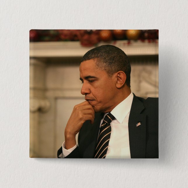 Präsident Barack Obama reflektiert sich, während Button (Vorderseite)