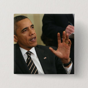 Präsident Barack Obama spricht mit der Presse Button