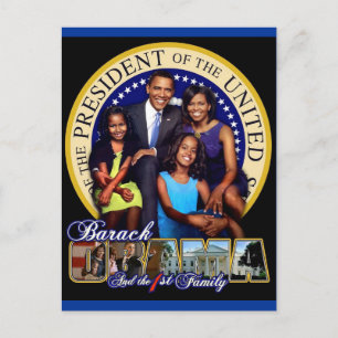 PRÄSIDENT BARACK OBAMA UND FAMILIE POSTKARTE