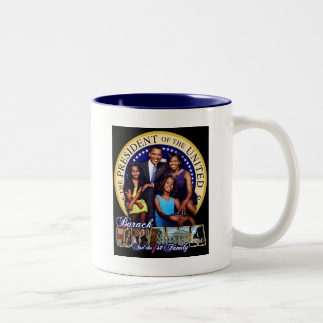 PRÄSIDENT BARACK OBAMA UND FAMILIE ZWEIFARBIGE TASSE (Rechts)