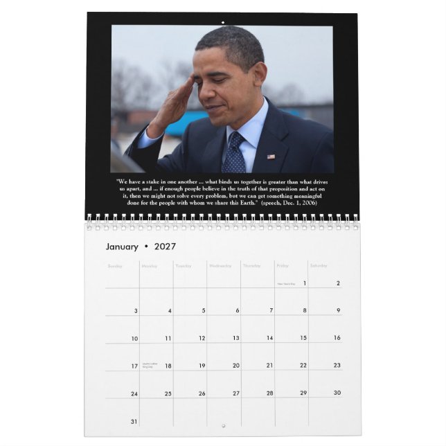 Präsident Barack Obama zitiert Kalender 2013 (Jan 2027)