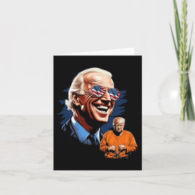 Präsident Biden lacht Trump, T-Shirt Anti-Tr ins G Karte (Vorderseite)