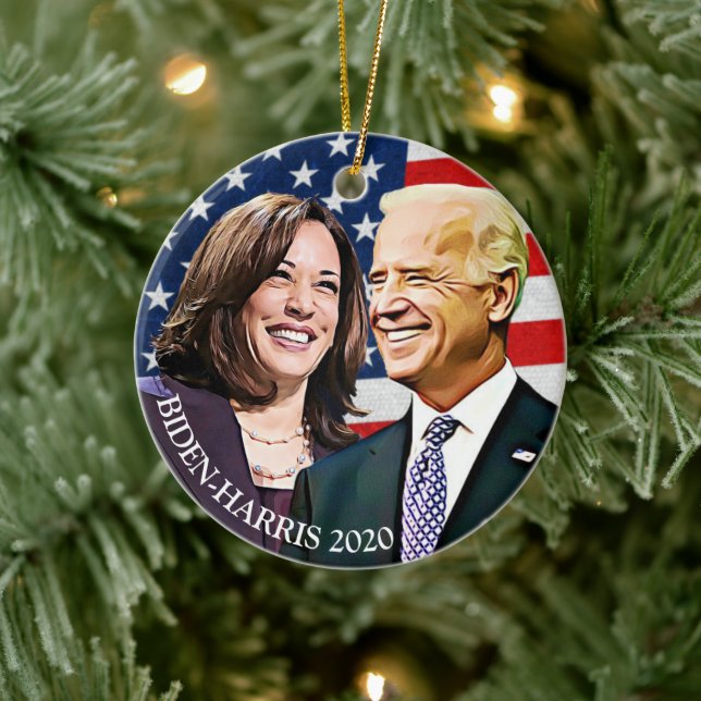 Präsident Biden und Vizepräsident Harris Keepake Keramik Ornament (Baum)