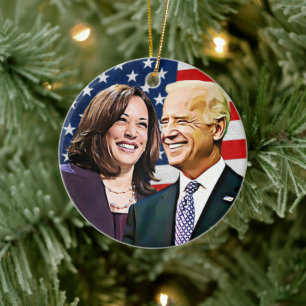 Präsident Biden und Vizepräsident Harris Keepake Keramik Ornament