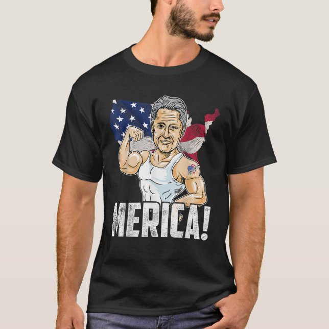 Präsident Bill Clinton Merica am 4. Juli Funny Pa T-Shirt (Vorderseite)