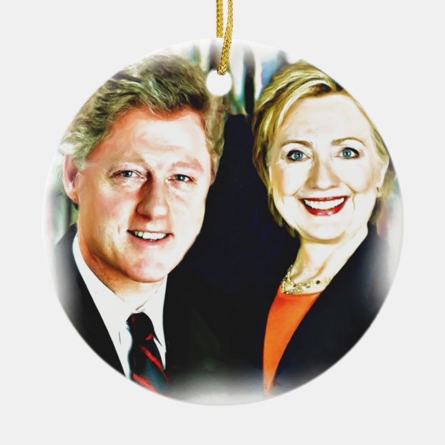 Präsident Bill Clinton und Präsidentin Hillary Cli Keramik Ornament (Vorne)