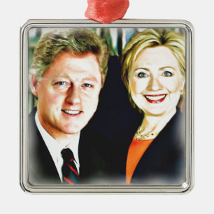 Präsident Bill Clinton und Präsidentin Hillary Cli Ornament Aus Metall