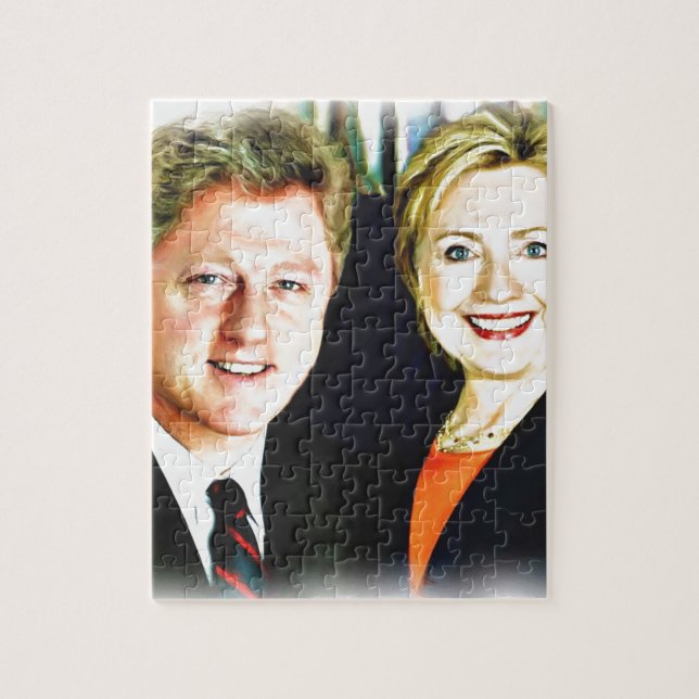 Präsident Bill Clinton und Präsidentin Hillary Cli Puzzle (Vertikal)