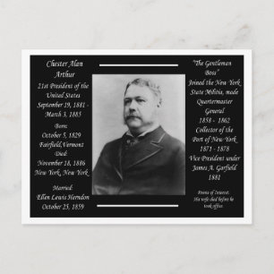 Präsident Chester Alan Arthur Postkarte