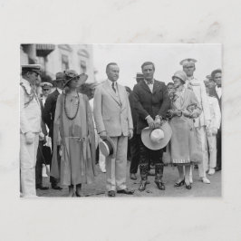 Präsident Coolidge und Tom Mix mit ihren Ehefrauen Postkarte