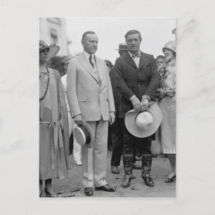 Präsident Coolidge und Tom Mix Postkarte