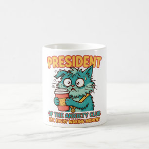 Präsident des Angst-Clubs Lustige ängstliche Katze Kaffeetasse