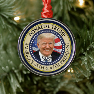 Präsident Donald Trump 47. Präsident 2024 Foto Ornament Aus Metall