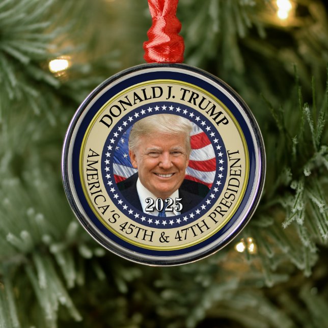 Präsident Donald Trump 47. Präsident 2024 Foto Ornament Aus Metall (Baum)
