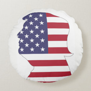 PRÄSIDENT DONALD TRUMP AMERIKANISCHE FLAGGE RUNDES KISSEN