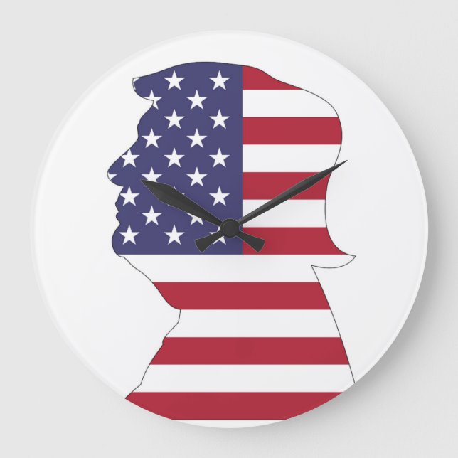 PRÄSIDENT DONALD TRUMP AMERIKANISCHER FLAG GROßE WANDUHR (Vorderseite)