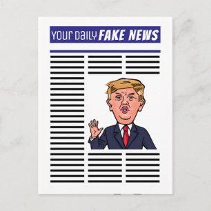 Präsident Donald Trump Fake News Funny Cartoon Postkarte