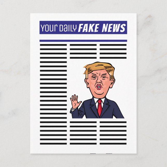 Präsident Donald Trump Fake News Funny Cartoon Postkarte (Vorderseite)