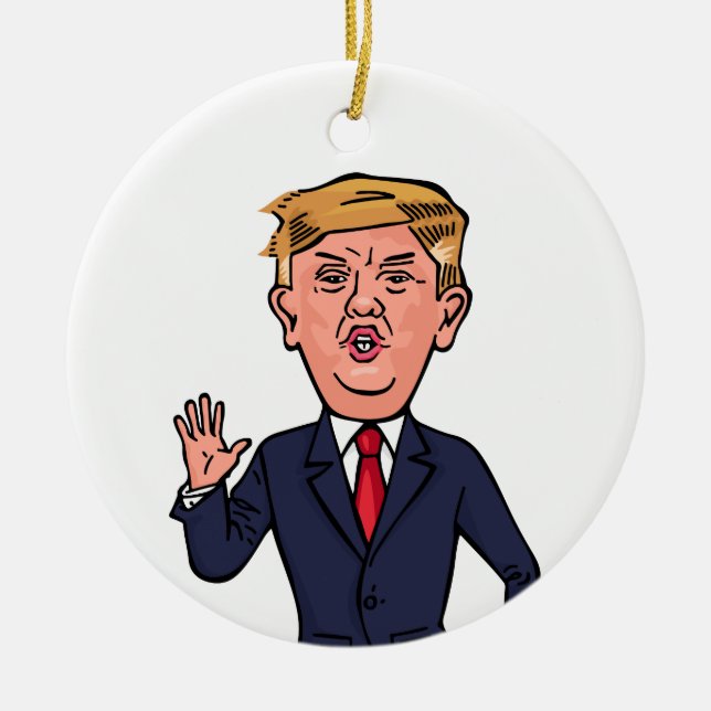 Präsident Donald Trump Funny Speech Cartoon USA Keramik Ornament (Vorne)