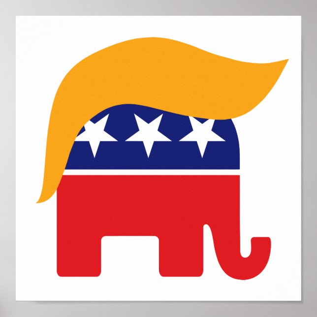 Präsident Donald Trump GOP Elephant Hair Logo Poster (Vorne)