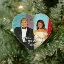 Präsident Donald Trump & Melania Herz Foto Keramik Ornament