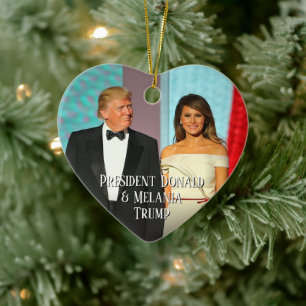 Präsident Donald Trump & Melania Herz Foto Keramik Ornament