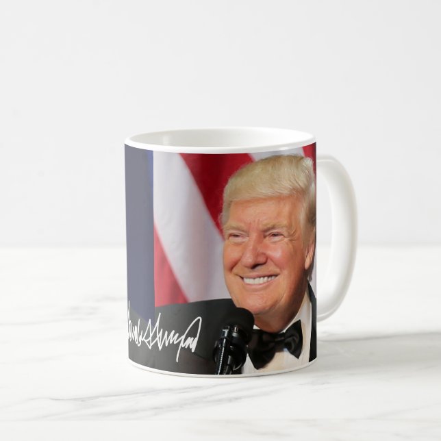 Präsident Donald Trump mit seiner Unterschrift Tasse (VorderseiteRechts)