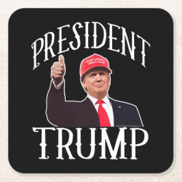 Präsident Donald Trump Red Hat greift oben ab Rechteckiger Pappuntersetzer