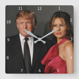 PRÄSIDENT DONALD TRUMP U. MELANIA QUADRATISCHE WANDUHR