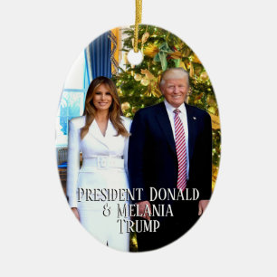 Präsident Donald Trump und Melania Weihnachtsbaum Keramik Ornament