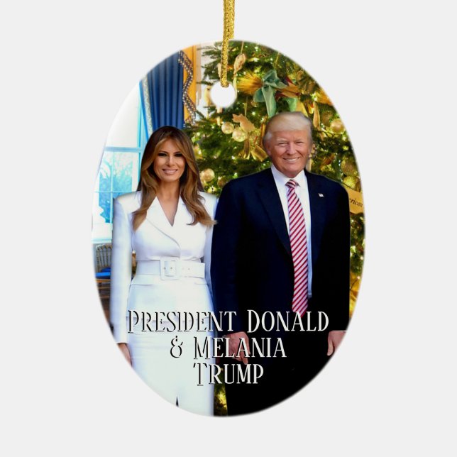 Präsident Donald Trump und Melania Weihnachtsbaum Keramik Ornament (Vorne)