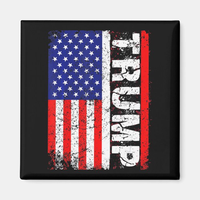 PRÄSIDENT Donald Trump Vintage Flagge der USA Magnet (Vorne)