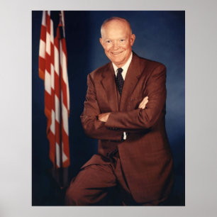 Präsident Eisenhower und die amerikanische Flagge Poster