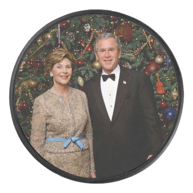 Präsident George Bush, Laura Christmas White House Eishockey Puck (Vorderseite)