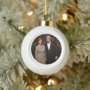 Präsident George Bush, Laura Christmas White House Keramik Kugel-Ornament