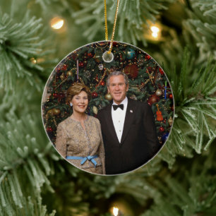 Präsident George Bush, Laura Christmas White House Keramik Ornament