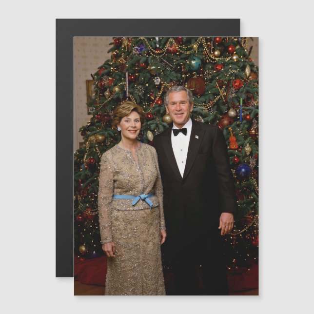 Präsident George Bush, Laura Christmas White House Magnetkarte (Vorne/Hinten)