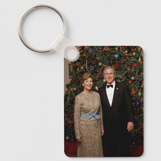 Präsident George Bush, Laura Christmas White House Schlüsselanhänger (Vorderseite)