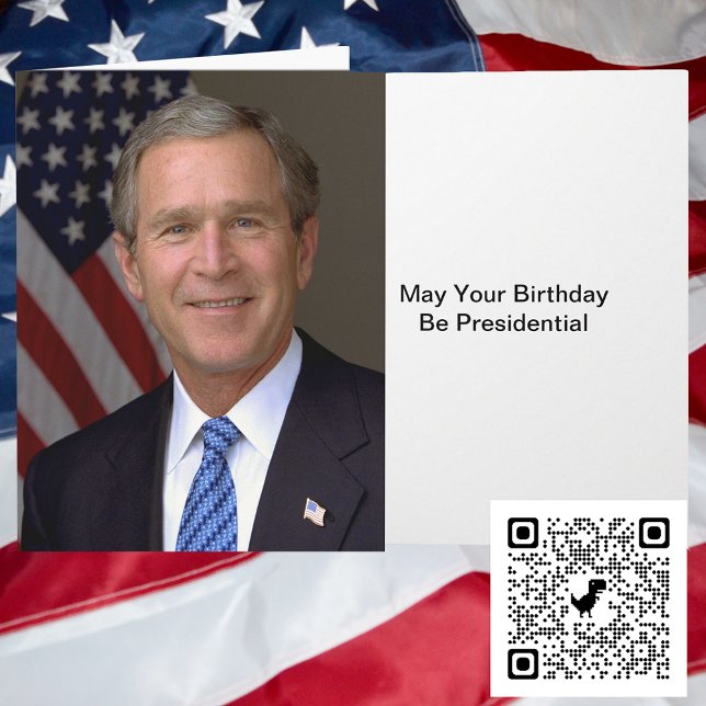 Präsident George W Bush Offiziell Portrait Birthda Karte (President George W Bush Official Portrait Birthday Card. Big birthday card. Special occasions card.)