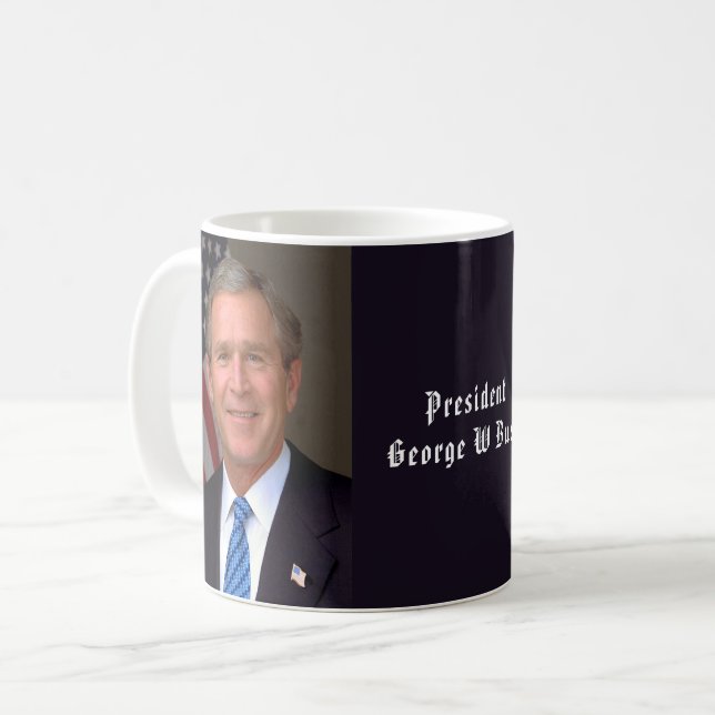 Präsident George W Bush Offiziell Portrait Kaffeetasse (Vorderseite Links)