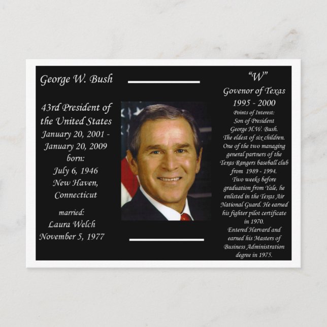 Präsident George W Bush Postkarte (Vorderseite)