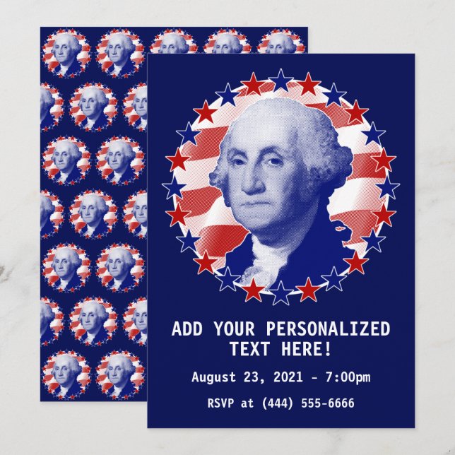Präsident George Washington US Flagge Einladung (Vorne/Hinten)