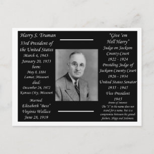 Präsident Harry Truman Postkarte