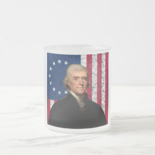 Präsident Jefferson und die amerikanische Flagge Mattglastasse