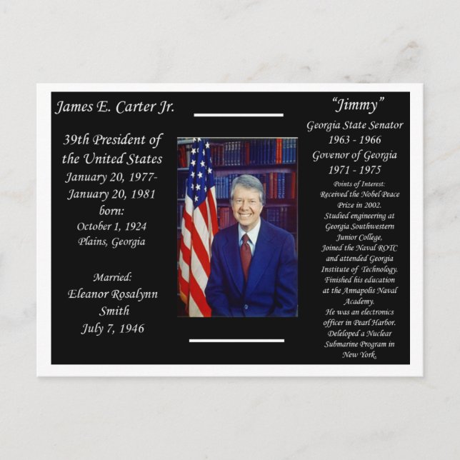 Präsident Jimmy Carter Postkarte (Vorderseite)