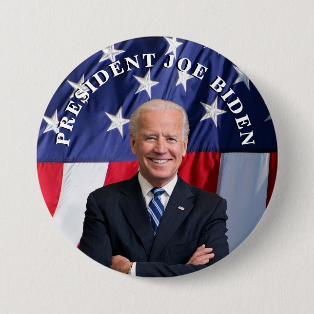 Präsident Joe Biden on Red. White and Blue Magnet Button (Vorderseite)