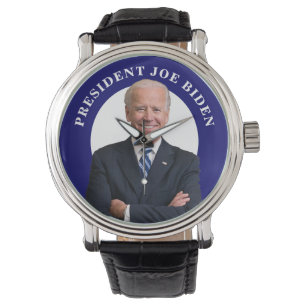 Präsident Joe Biden Portrait über Blue Armbanduhr